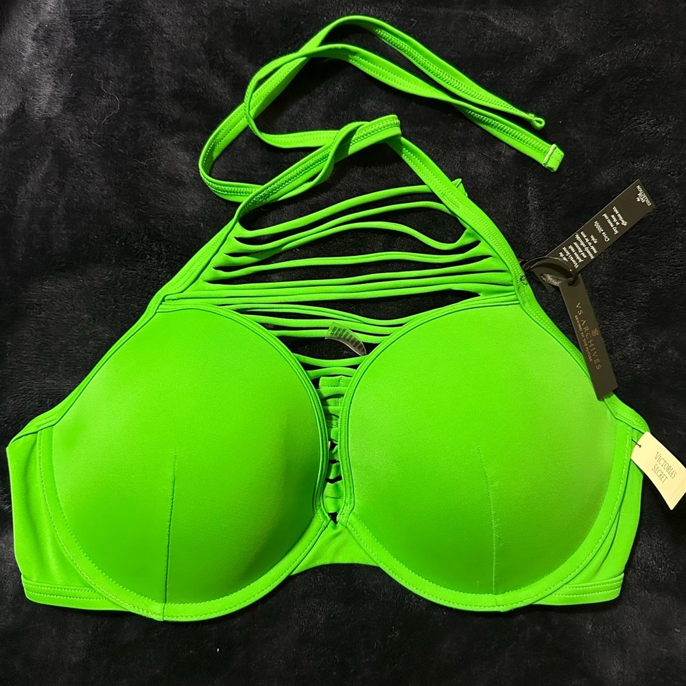 Victoria Secret Green Strappy Halter Swim